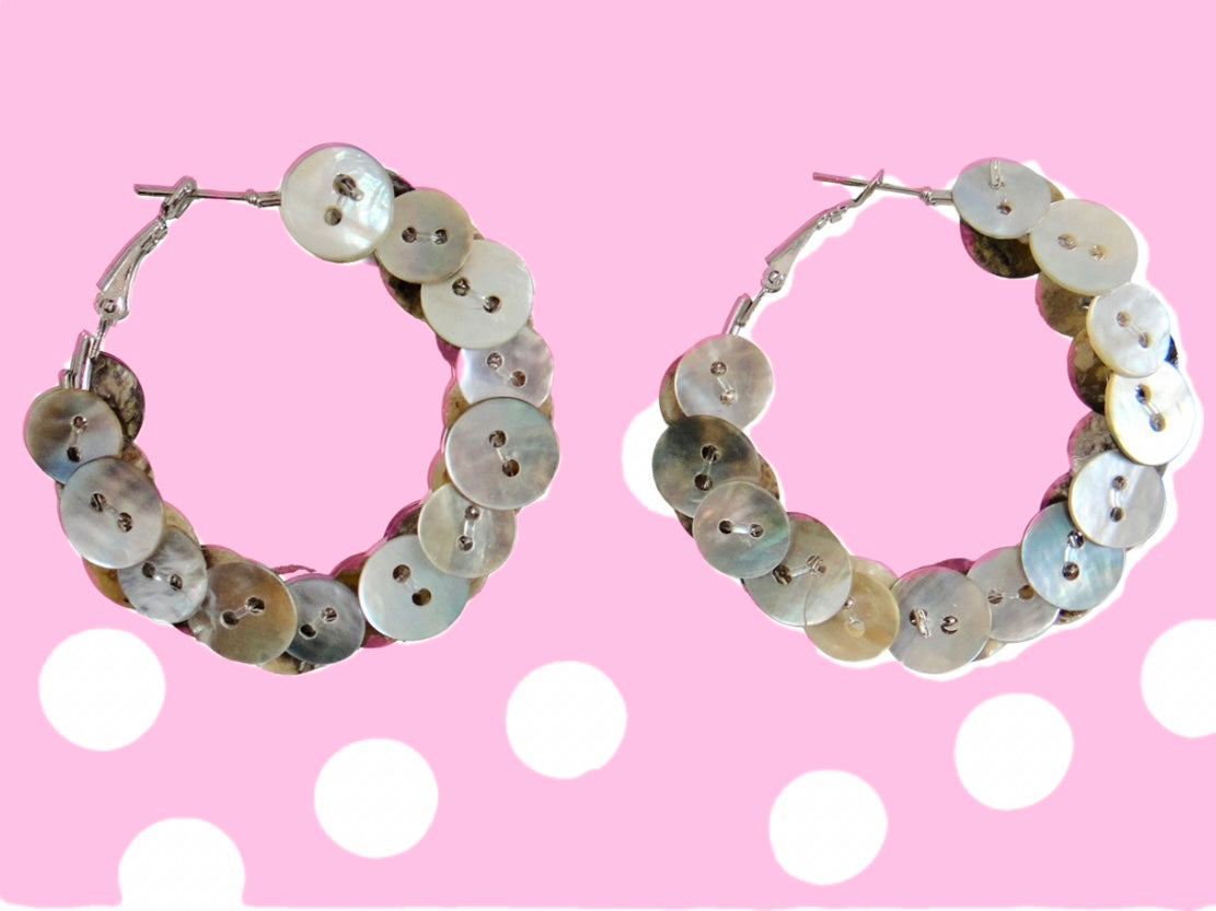 Pearl button earrings