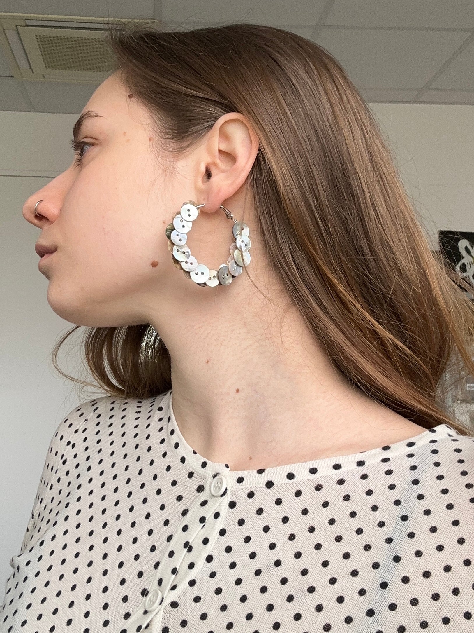 Pearl button earrings