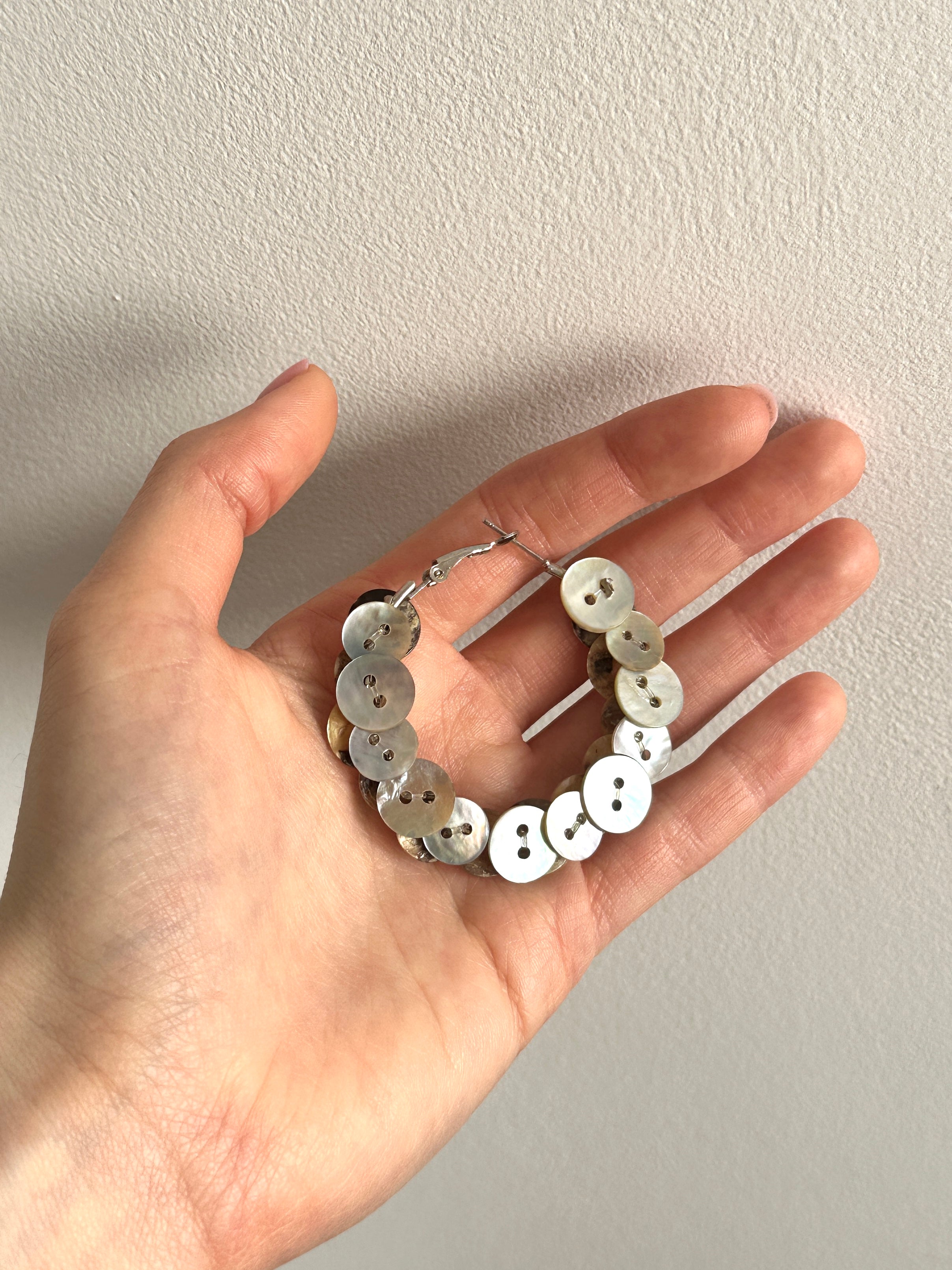 Pearl button earrings