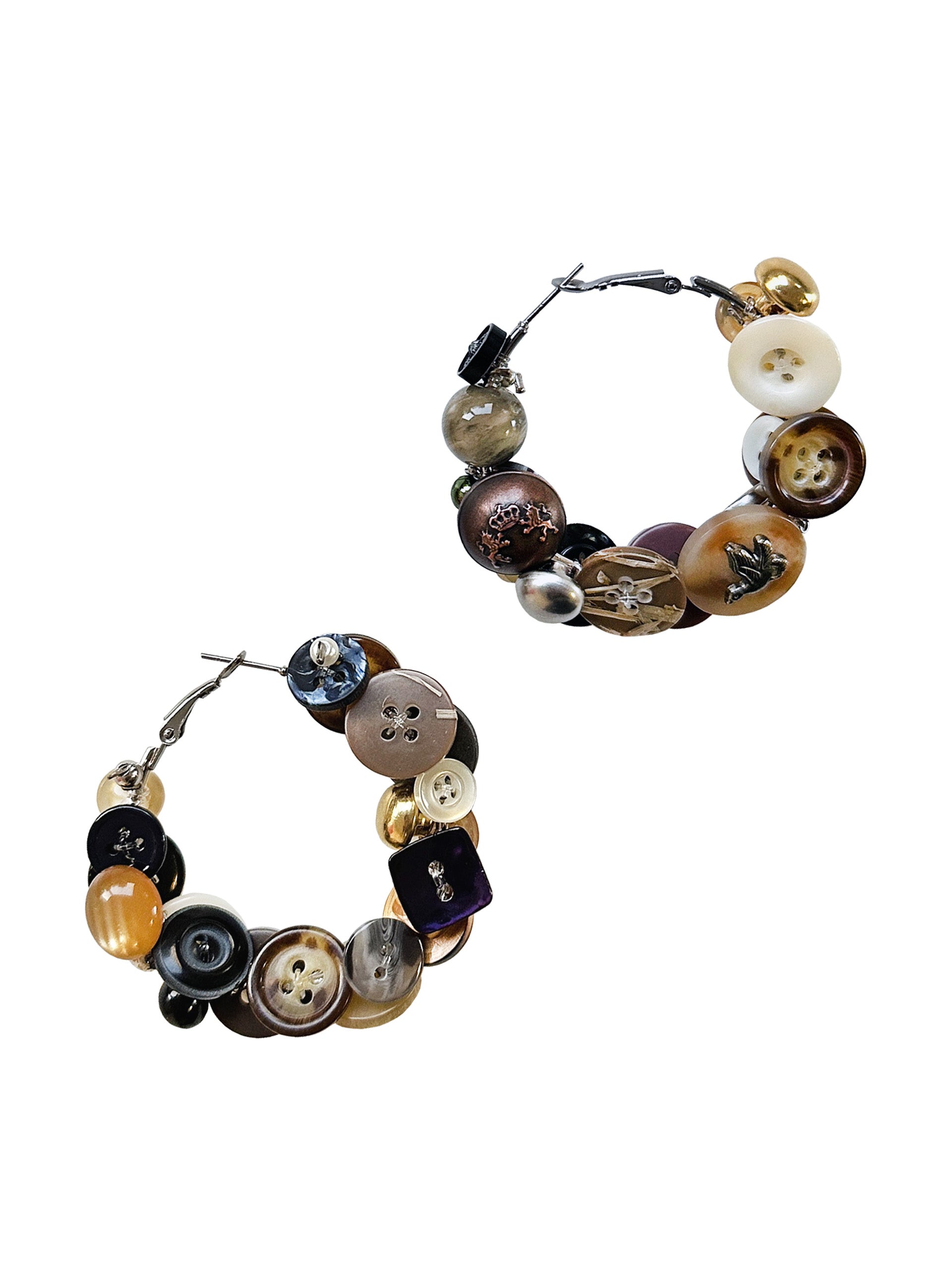 Button earrings - Brown